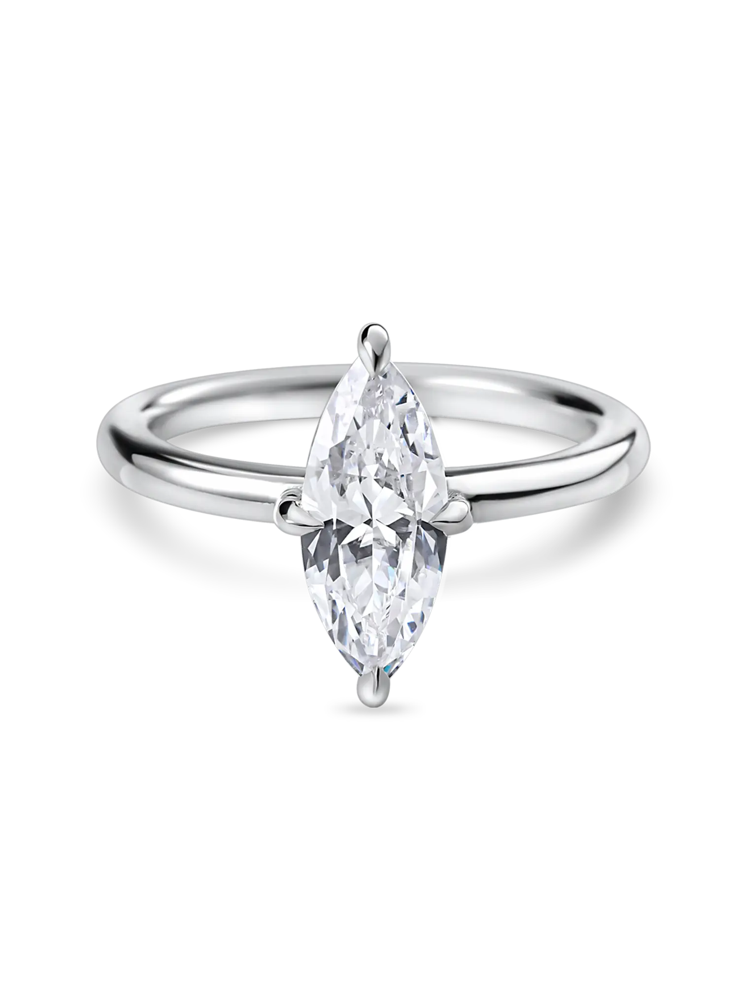 Elegant Lab Grown Marquise Diamond Solitaire Engagement Ring, Compass Prongs, Platinum/Gold