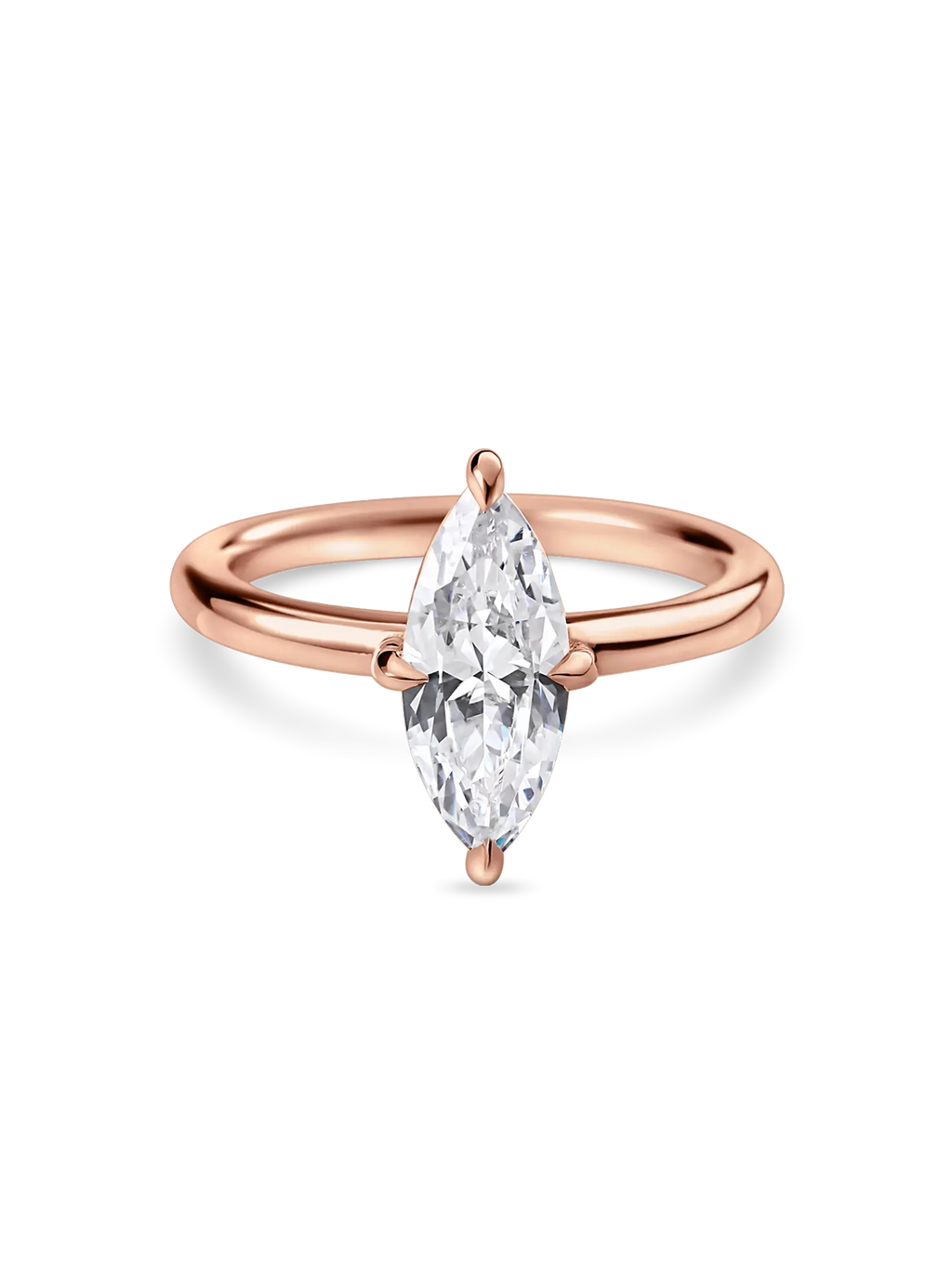 Elegant Lab Grown Marquise Diamond Solitaire Engagement Ring, Compass Prongs, Platinum/Gold