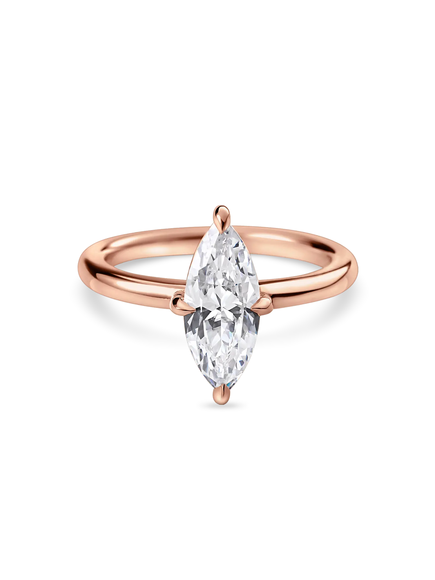Elegant Lab Grown Marquise Diamond Solitaire Engagement Ring, Compass Prongs, Platinum/Gold