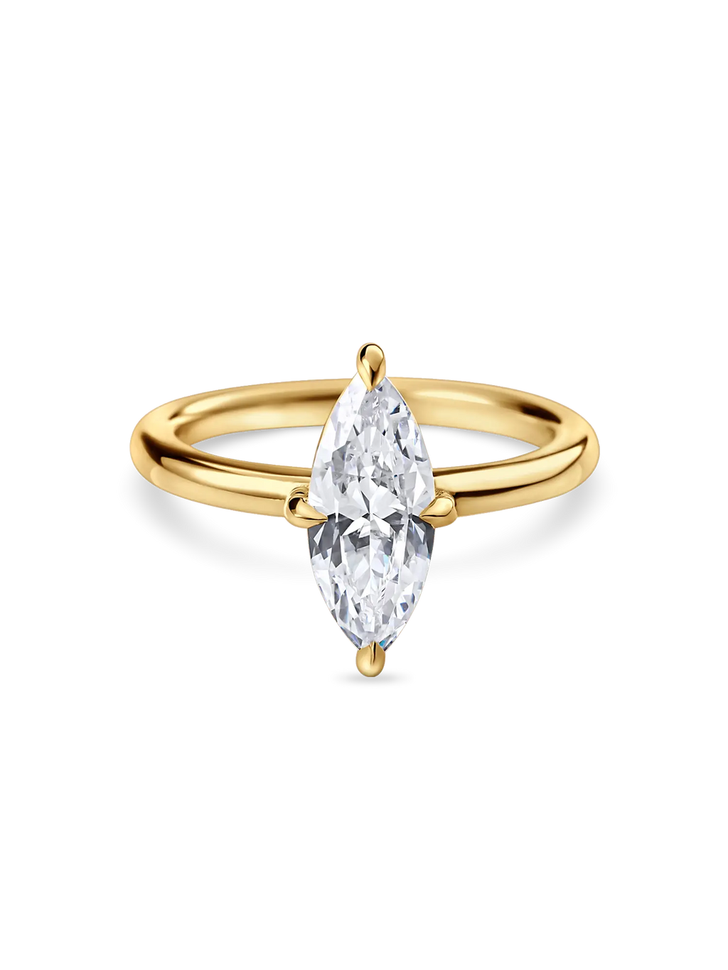 Elegant Lab Grown Marquise Diamond Solitaire Engagement Ring, Compass Prongs, Platinum/Gold
