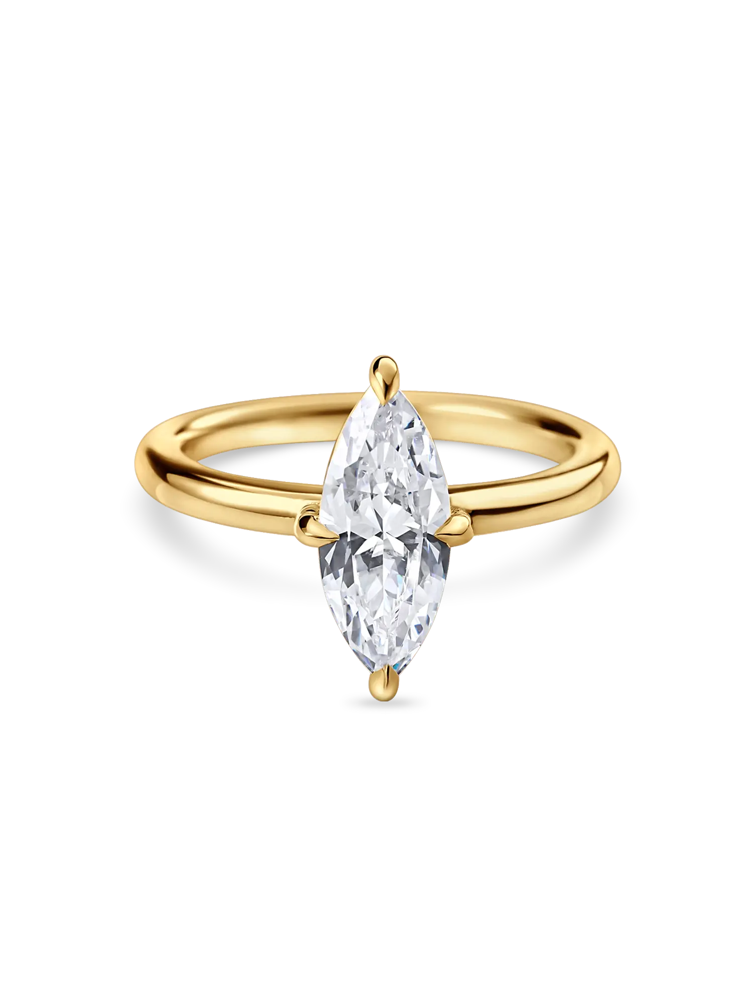 Elegant Lab Grown Marquise Diamond Solitaire Engagement Ring, Compass Prongs, Platinum/Gold