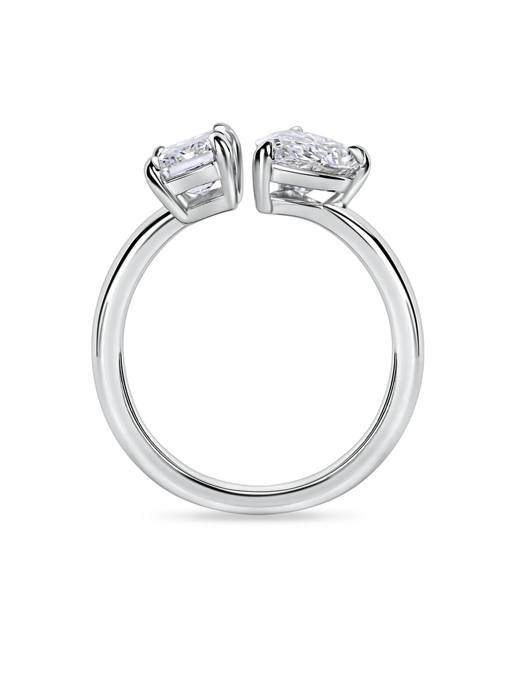 Stunning Toi et Moi Lab Grown Diamond Engagement Ring: Pear & Emerald Cuts