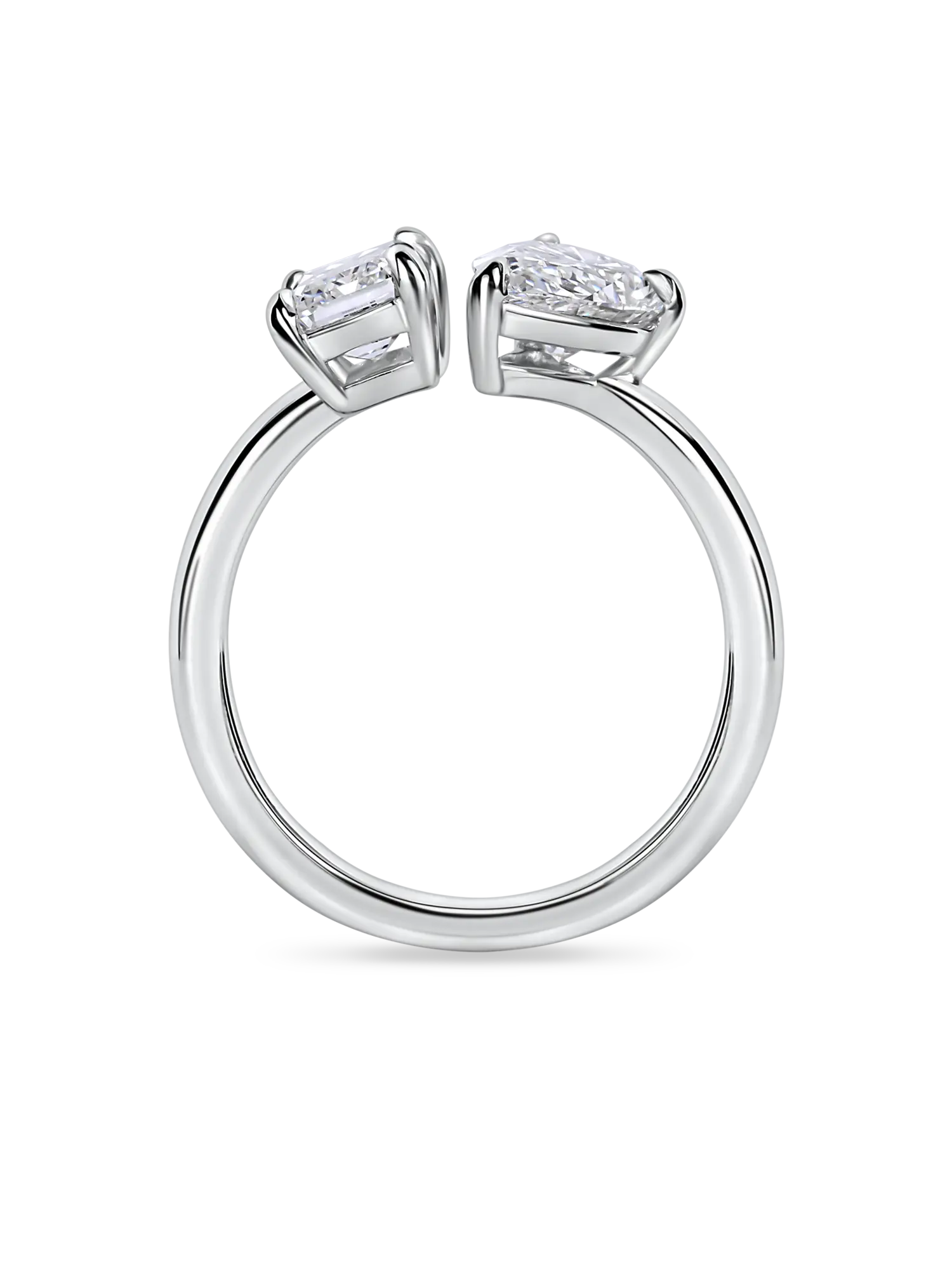 Stunning Toi et Moi Lab Grown Diamond Engagement Ring: Pear & Emerald Cuts