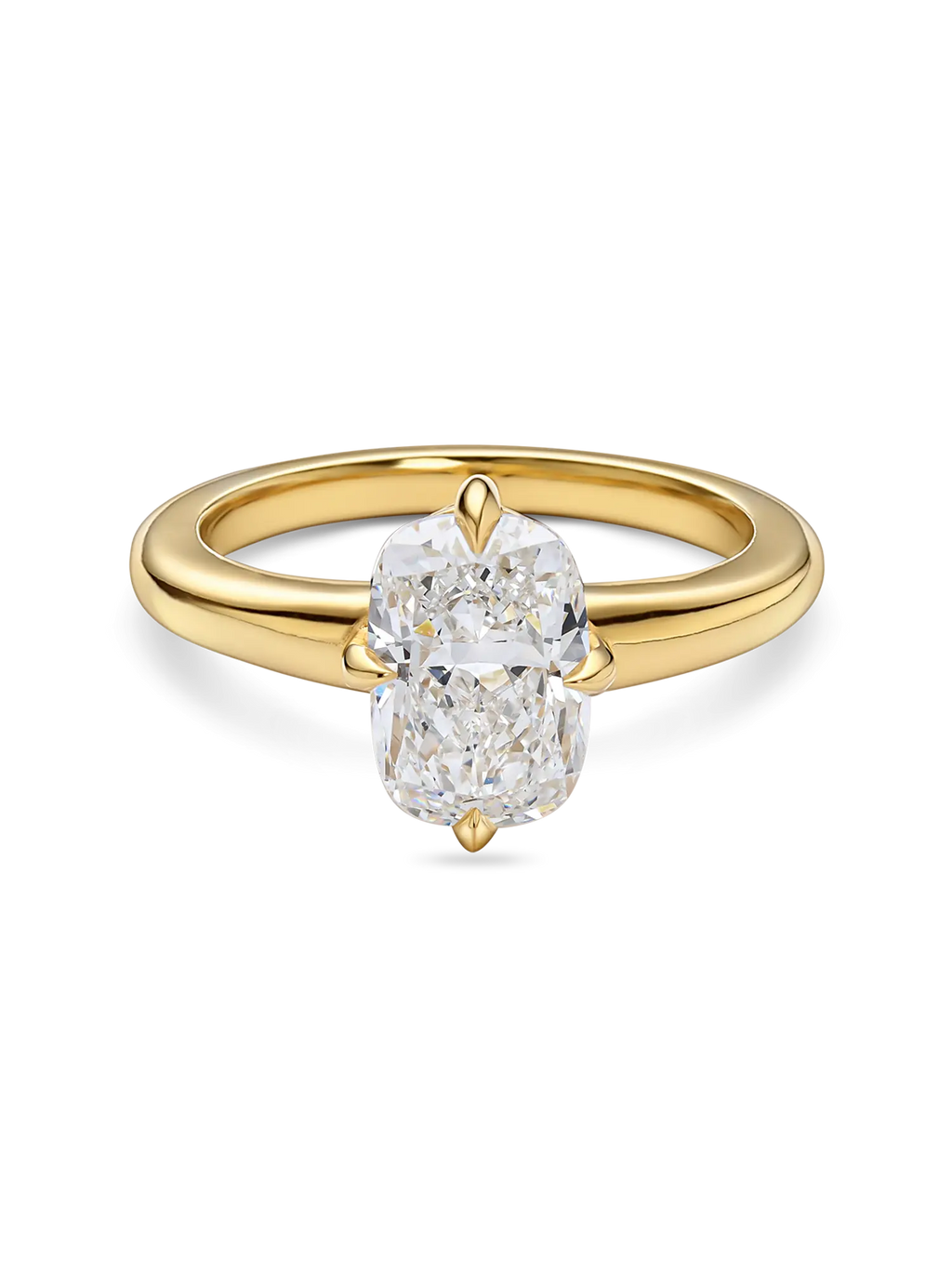 Stunning Lab Grown Cushion Cut Solitaire Engagement Ring with Compass Prongs