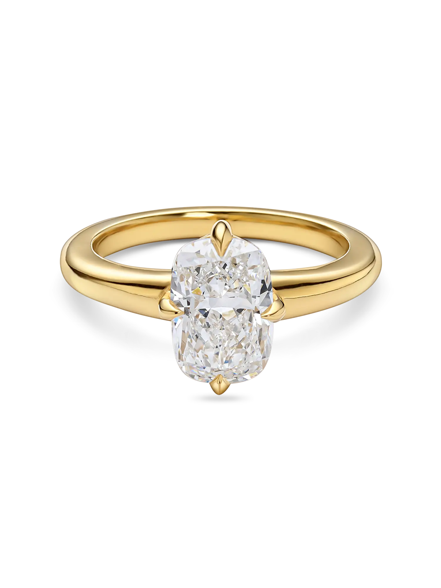 Stunning Lab Grown Cushion Cut Solitaire Engagement Ring with Compass Prongs